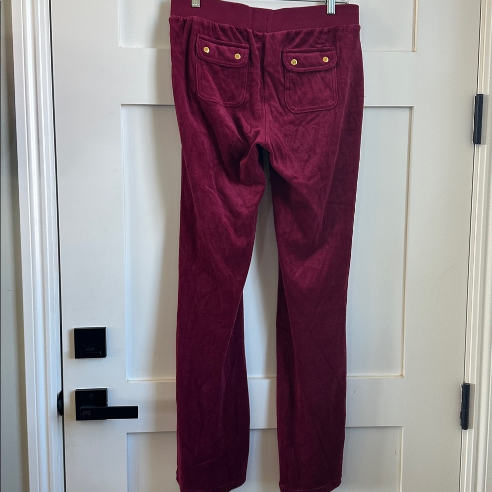 Vintage Juicy Couture Velour Drawstring Lounge Pants in Deep Wine/ Berry M Long - Picture 4 of 8